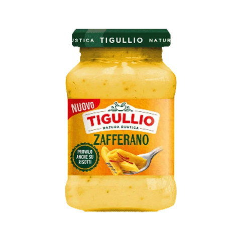 Tigullio Salsa con Zafferano 185 g, vasetto in vetro con salsa gialla cremosa