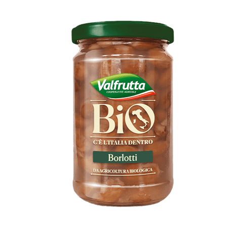 Valfrutta Fagioli Borlotti BIO in vetro 360 g, vaso di vetro con fagioli screziati