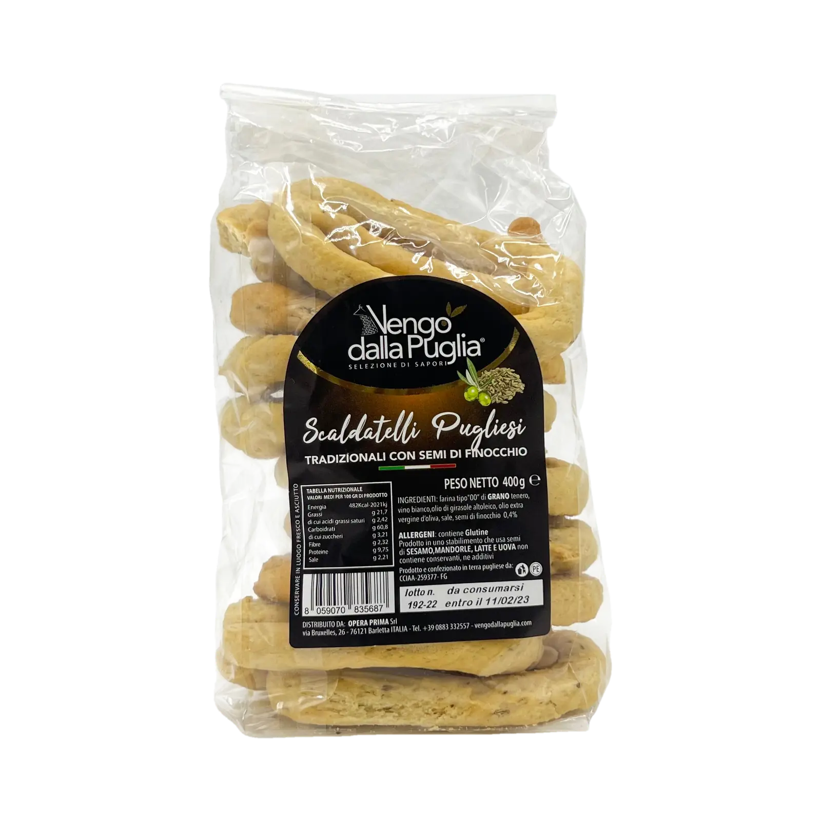 Vengo dalla Puglia Scaldatelli Pugliesi tradizionali con semi di finocchio 400 g