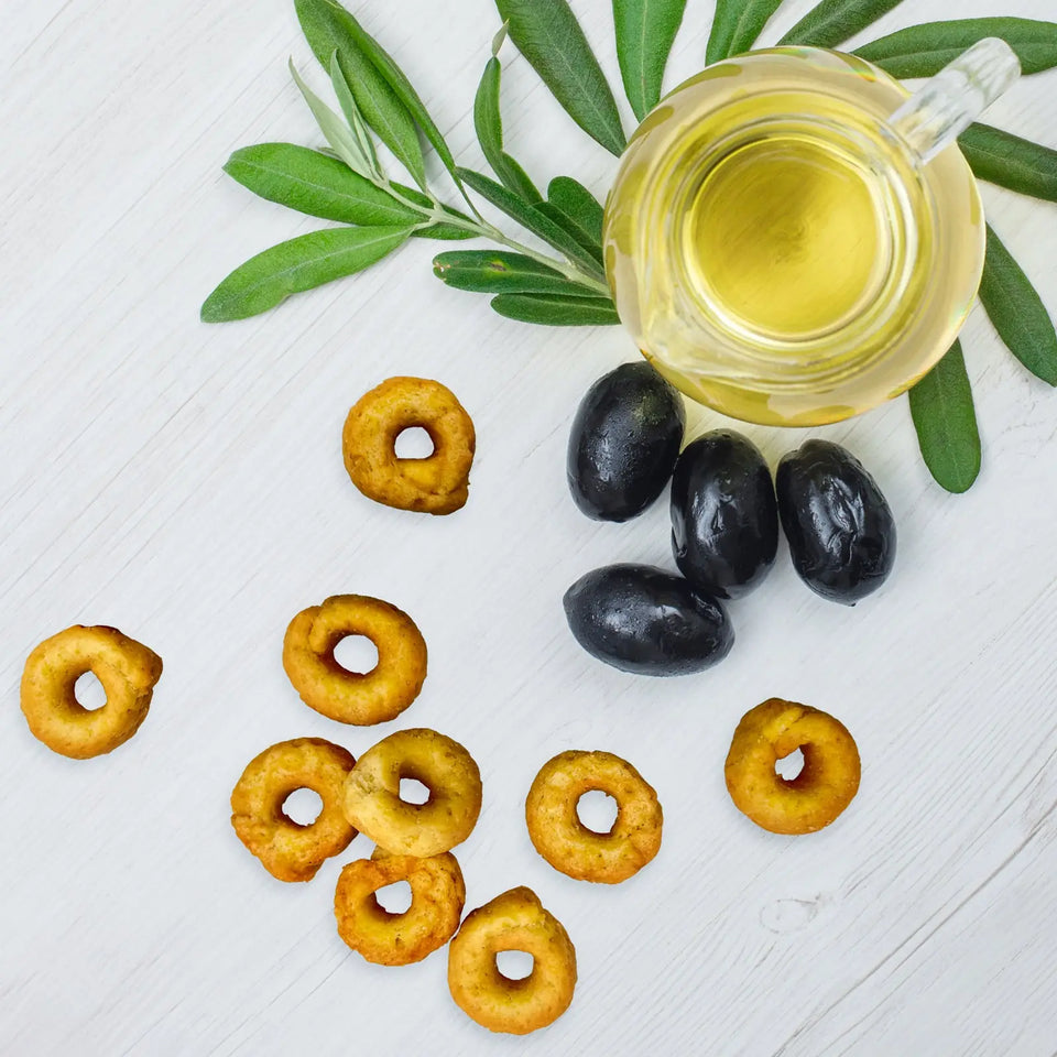 Vengo dalla Puglia Tarallini Pugliesi alle Olive Nere 400 g, foto d'atmosfera