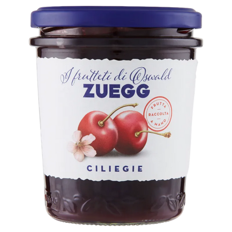 Zuegg Confettura Extra di Ciliegie 320 g, vasetto di vetro con coperchio blu